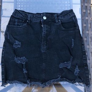 Black denim skirt